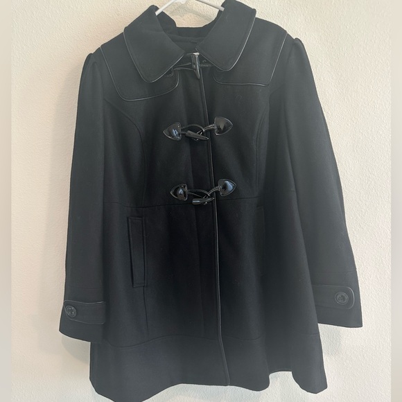 Guess Coat Women’s Wool Blend Zip Up Toggle Remobable Hood - Picture 4 of 8